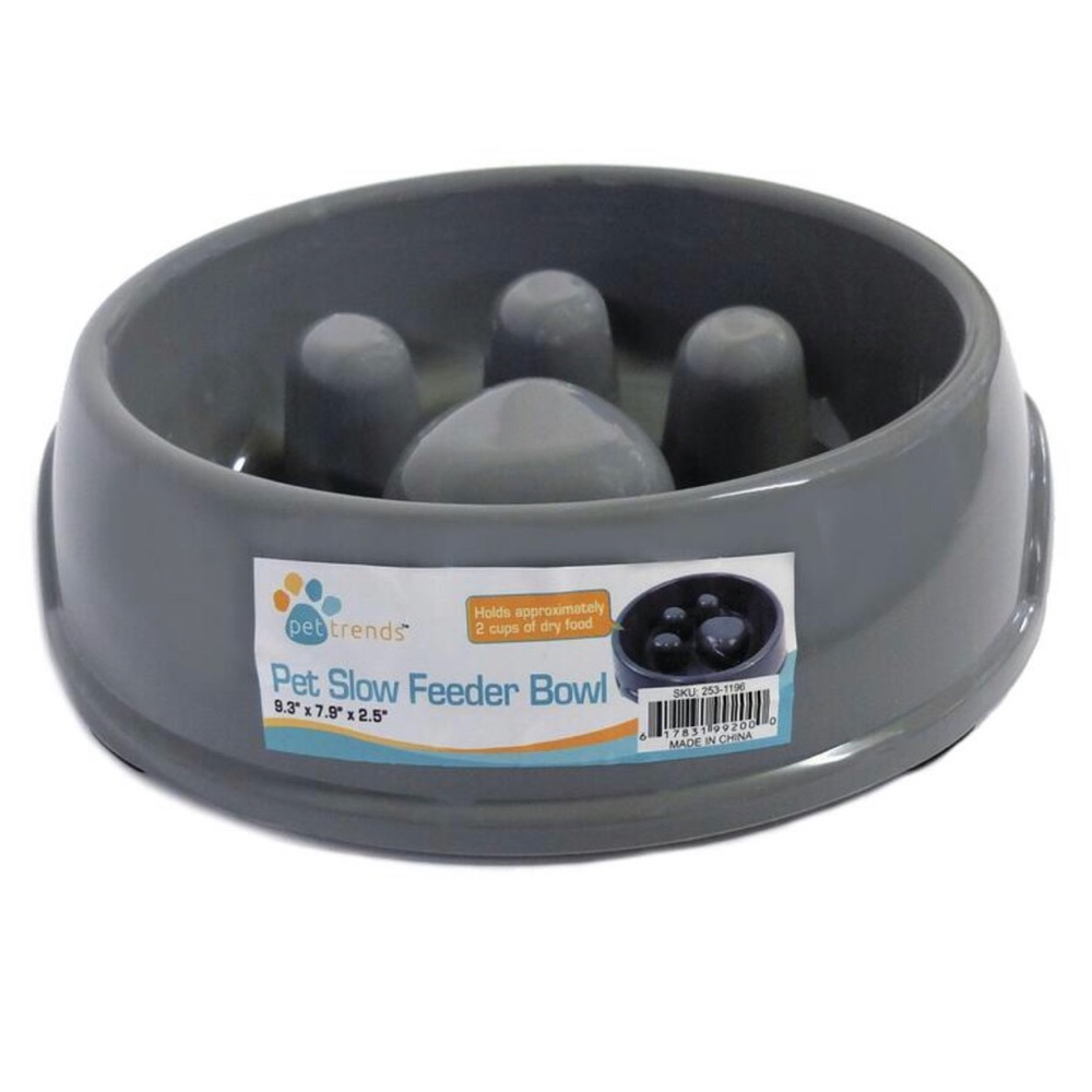 🎉HP🎉 3/$15 NEW 9” Slow Feeder Dog Bowl 2 Cup Capacity GRAY, 1 Bowl